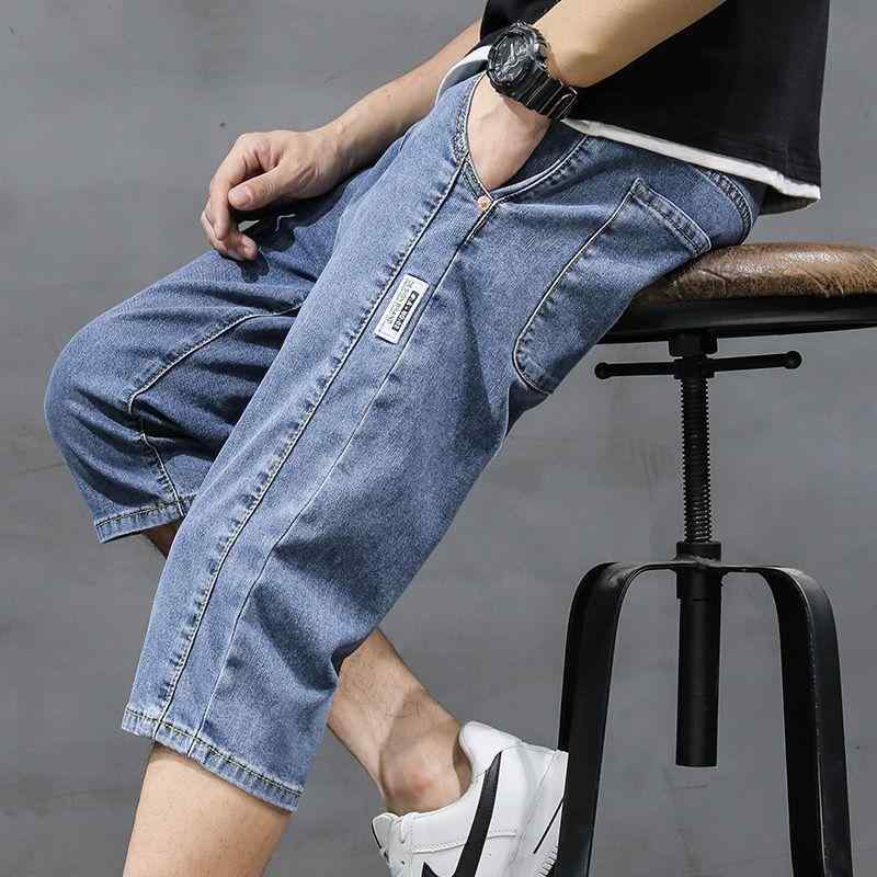 デニム メンズ ショートパンツ ハーフ丈 夏 薄手 軽量 ゆったり ストレート 七分丈 クロップド ミドル丈 リラックスフィット 快適 モダール素材 ウォッシュ加工 普段使い カジュアル ストリート ライトブルー ブルーグレー ブラック グレー ネイビー