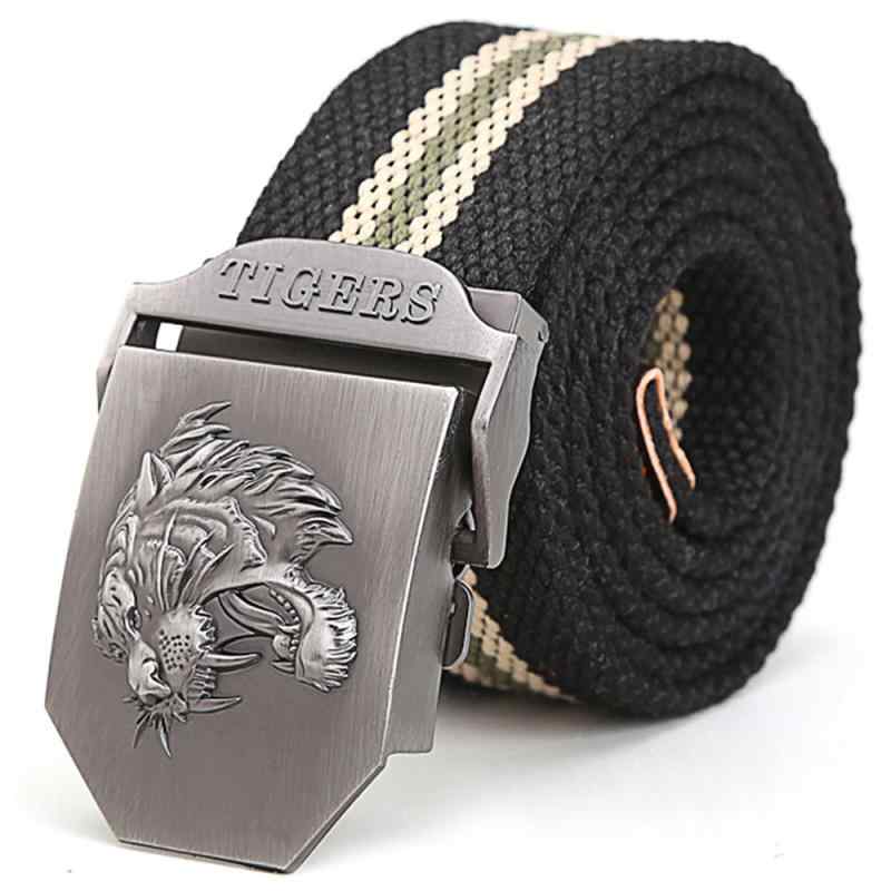 ベルト メンズ メンズ用 虎柄 タイガーモチーフ キャンバス 帆布 厚手 丈夫 調節可能 フリーサイズ カジュアル 韓国 ファッション 普段使い アウトドア レ...