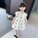 ワンピース 女の子 キッズ 子供服 ベビー かわいい 韓国風 ドット柄 水玉 ジャンパースカート ティアードスカート プリンセスライン コットン 綿素材 夏 お出かけ 通園 普段着 ベージュ アイボリー