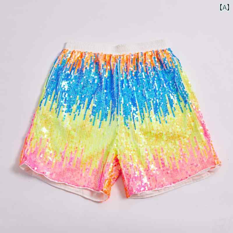 ショートパンツ メンズ スパンコール キラキラ 多色 ルーズフィット ゆったり ストレートシルエット カジュアル ストリートファッション クール 夏用 ポリエステル 短パン