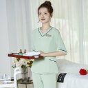 制服 レディース 女性用 エステ サロン 美容師 施術着 フットケア ワークウェア ユニフォーム 上下セット 高級感 上品 ゆったり 吸湿速乾 五分袖 ポリエス...