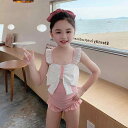 水着 女の子 キッズ 子供 幼児 ワンピース オールインワン 韓国風 かわいい リボン 温泉 リゾート プール 海水浴 スイミング ポリエステル素材