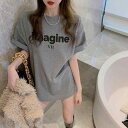 Tシャツ レディース 大きいサイズ 半袖 クルーネック ゆったり ルーズフィット レタリング ロゴプリント トップス カジュアル ポリエステル 再生繊維 接触冷感 普段使い 夏用 体型カバー 黒 グレー 白