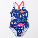 水着 キッズ 女の子 ワンピース スイムウェア おしゃれ かわいい スイート ポリエステル 高伸縮性 プール ビーチ 海水浴 レジャー ブルー恐竜柄 レインボー柄 アイスクリーム柄 ストライプフラミンゴ柄