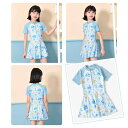 水着 キッズ 女の子 ワンピース ショートパンツ型 スイムウェア 総柄 デジタルプリント 花柄 小花柄 かわいい キュート スイミング プール 海水浴 ビーチ 温泉 リゾート 水遊び用 ナイロン ポリエステル 伸縮素材 スカイブルー ピンク系
