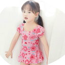 水着 女の子 キッズ ベビー 幼児 ワンピース スイムウェア キャップ付き コットン ポリプロピレン混 スクエアカット かわいい アイスクリーム柄 花柄 ブルー ピンク プール 海水浴 水遊び 夏 レジャー