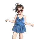 水着 女の子 女児 ベビー キッズ ワンピース プリンセスライン レース フリル スカート付き かわいい スイート 韓国風 おしゃれ プール 海 水遊び リゾート ナイロン素材 速乾性 ピンク ブルー