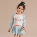 水着 女の子 キッズ 子供用 日焼け防止 UVカット 長袖 速乾 かわいい スカート セパレート スイムウェア プール 海水浴 レジャー ナイロン ビニロン グレーブルー