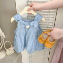 ワンピース 女の子 ベビー キッズ 子供 夏服 接触冷感 薄手 軽量 リボン かわいい おしゃれ プリンセス風 ノースリーブ サマードレス レーヨン素材 ブルー 無地 肌に優しい