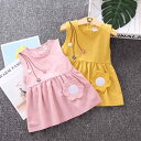ワンピース キッズ 女の子 ベビー 幼児 韓国風 コットン ノースリーブ フリル 花柄 ドレス かわいい おしゃれ 夏服 プリンセスライン ピンク イエロー ホワイト