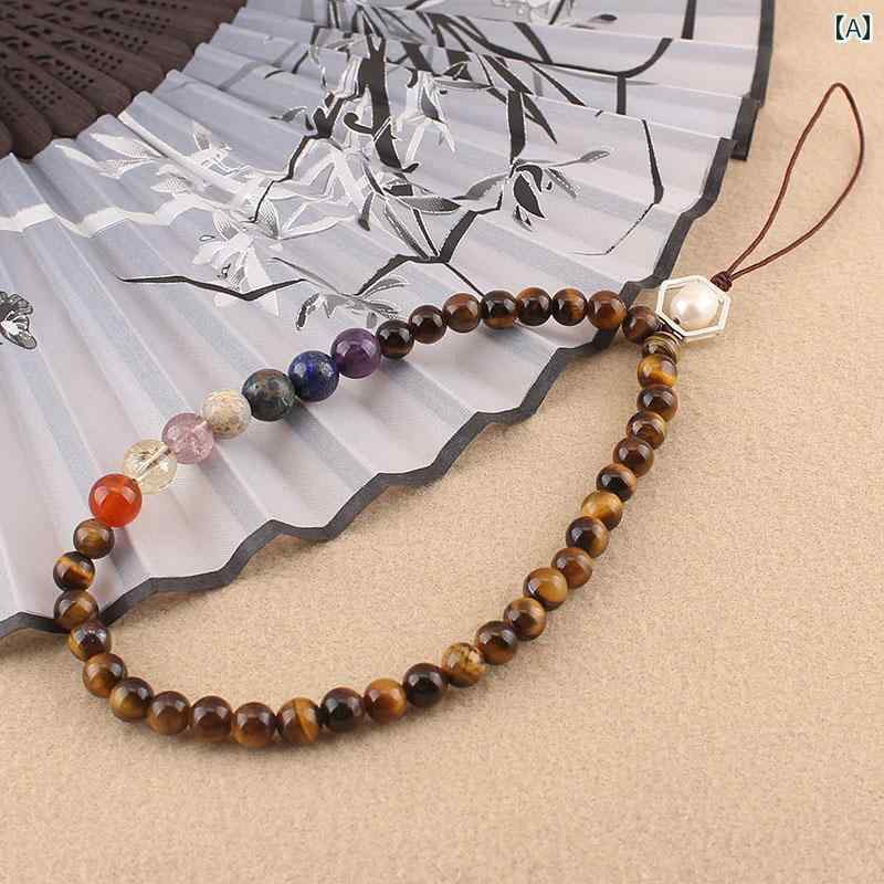 スマホストラップ レディース 石 タイガーアイ クリスタル レトロ アンティーク調 チャイナ風 ショート リストストラップ 紛失防止 携帯アクセサリー