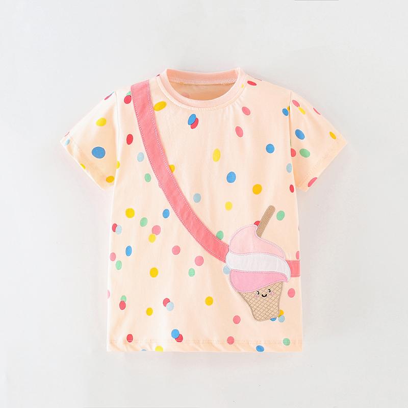 Tシャツ 女の子 女児 キッズ ベビー 幼児 ドット柄 ドット 半袖 綿100% コットン 快適 かわいい トップ..