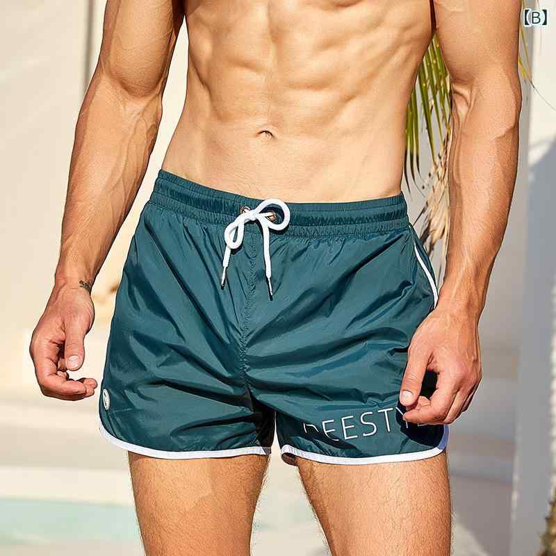 スイムショーツ メンズ 男性用 ゆったり 大きいサイズ ナイロン 速乾 伸縮性 ストレッチ 3分丈 三角インナー付き 透け防止 カジュアル 温泉 プール 海水浴 マリンスポーツ アウトドア 無地