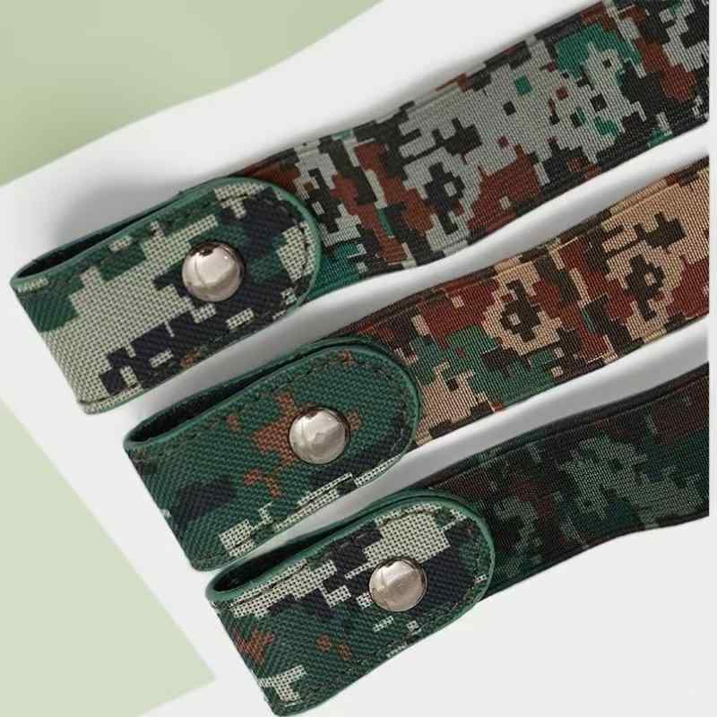 ベルト レディース 女性 学生 中高生 迷彩柄 スイカ柄 ゴムベルト 伸縮性 ワンタッチ 簡単装着 キャン..