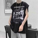 タンクトップ メンズ スポーツ ノースリーブ 薄手 ゆったり ストリート系 カジュアル ヒップホップ サマーウェア ポリエステル 軽量
