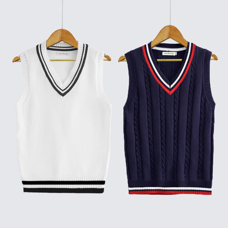 ニットベスト メンズ レディース ノースリーブ Vネック 大きいサイズ ビッグシルエット 綿 コットン カレッジスタイル 学生 通学 カジュアル 普段使い 重ね着 ネイビー レッド ホワイト