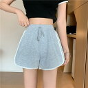 ショートパンツ レディース カジュアル スポーツ ルーズフィット ワイドシルエット ハイウエスト ポリエステル混紡 シンプル ベーシック 万能 着回し トレンド 韓国ファッション 普段使い 通学 通勤 きれいめ アクティブ