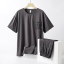 パジャマ メンズ 男性 夏用 半袖 ショートパンツ 上下セット 綿100% 薄手 ゆったり クルーネック 部屋着 ホームウェア ルームウェア 外出可 普段使い 就寝時 リラックス おうち時間 快適 通気性 伸縮性 ワンマイルウェア