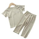 キッズ 女の子 半袖 薄手 セットアップ 夏物 ベビー服 ツーピース 上下セット 七分丈パンツ 外出着 普段使い 部屋着 冷房対策 ポリエステル素材 ドット柄 おしゃれ かわいい 韓国風