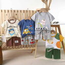 Tシャツ トップス ウェア キッズ ベビー 男の子 女の子 半袖 ショートパンツ 上下セット 夏 綿100% 薄手 軽量 柔らかい カジュアル 普段使い 部屋着...