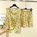 ルームウェア レディース ノースリーブ ショートパンツ 上下セット レーヨン 再生繊維 薄手 接触冷感 吸湿速乾 通気性 夏 パジャマ 部屋着 ワンマイルウェア 小花柄 カジュアル