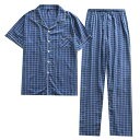 パジャマ メンズ 夏用 薄手 レーヨン混 綿 半袖 長ズボン セットアップ 涼しい 快適 通気性 部屋着 ルームウェア ナイトウェア 襟付き 大人男性