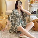 パジャマ レディース 女性用 カーディガン 前開き 半袖 ショートパンツ セットアップ 再生繊維 薄手 夏 Vネック 通気性 吸湿速乾 ルームウェア ワンマイルウェア 部屋着 かわいい リラックス