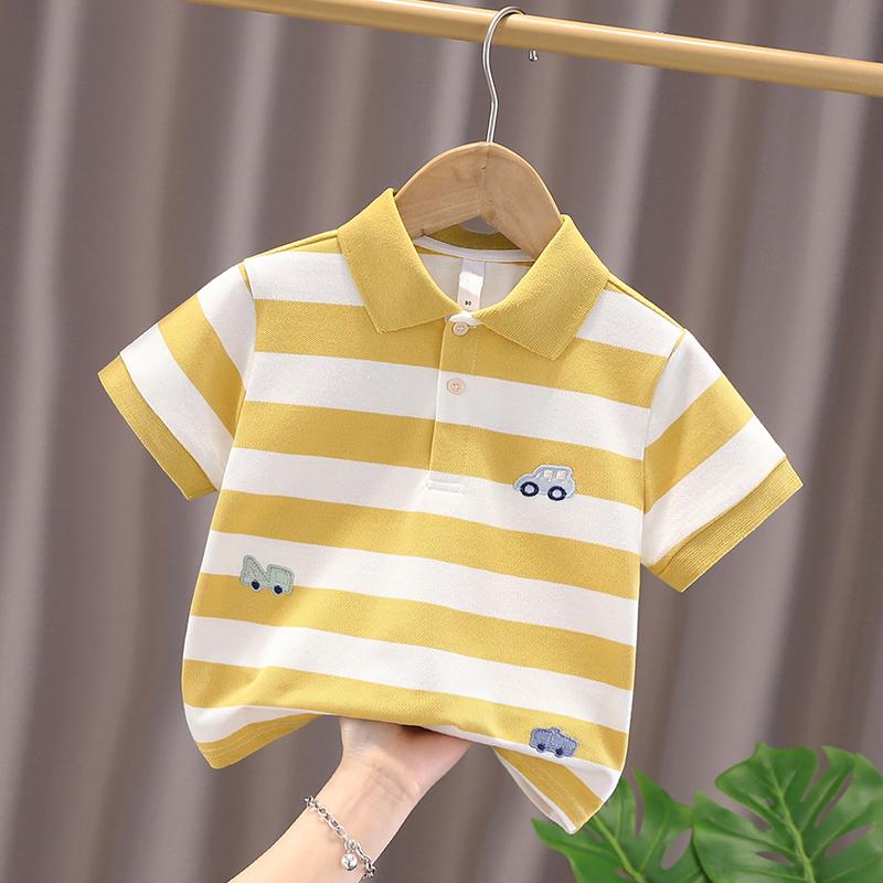 ポロシャツ 男の子 キッズ 子供服 半袖 襟付き ボーダー カジュアル 普段使い 通園 通学 綿 コットン ..