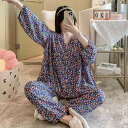 パジャマ レディース セットアップ レーヨン 薄手 開襟シャツ 七分袖 トップス アンクル丈パンツ ルームウェア 部屋着 寝巻き 快適 通気性 涼しい 千鳥柄 ヒョウ柄 春夏秋