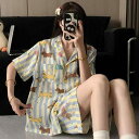 パジャマ レディース かわいい ストライプ柄 半袖 ショートパンツ 上下セット 薄手 ポリエステル素材 通気性 快適 ルームウェア 部屋着 寝間着 ワンマイルウェア 雲のような肌触り 襟付き カジュアルスタイル(x50)