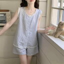 部屋着 レディース カップ付き キャミソール ショートパンツ 上下セット 夏用 薄手 綿混 やわらか ルームウェア パジャマ 小柄 メロウフリル ワンマイルウェア
