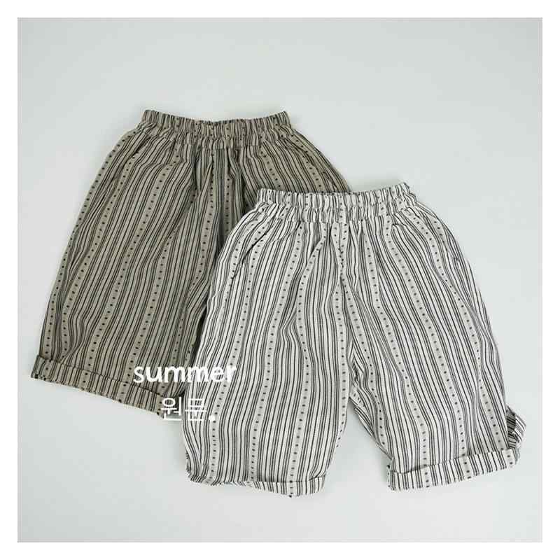 キッズパンツ 男の子 女の子 ユニセックス 夏 薄手 軽量 ストライプ柄 七分丈 クロップド カジュアル 虫よけ 普段使い 外出着 綿 ハイウエスト ホワイト カーキ