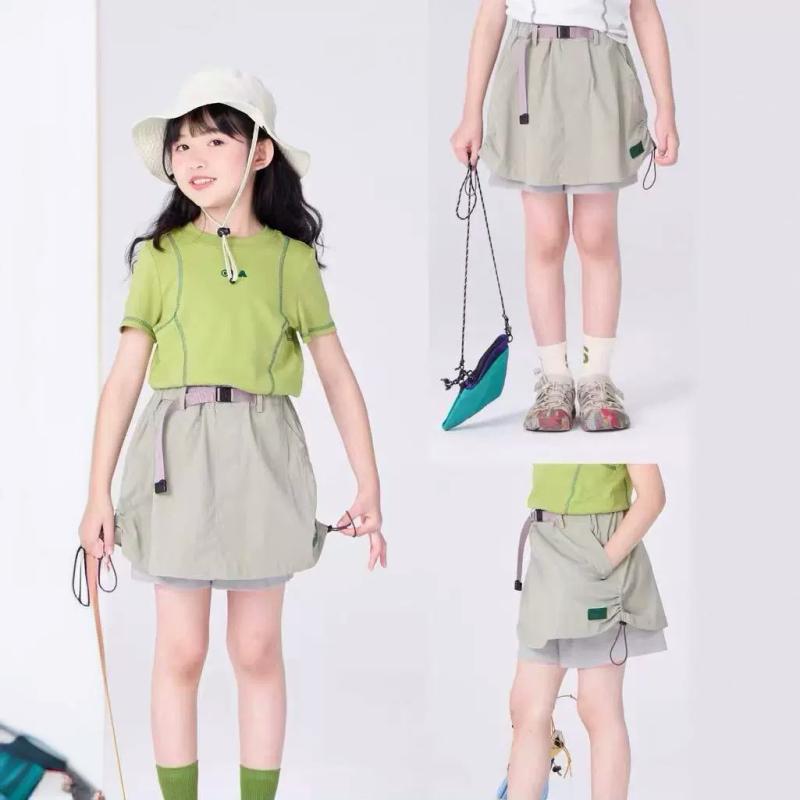 スカート キッズ 女の子 親子 リンクコーデ 夏 軽量 薄手 ナイロン 接触冷感 カジュアル アウトドア ワ..