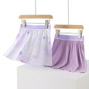 ショートパンツ一体型スカート 女の子 キッズ ジュニア スポーツ 半身丈 速乾 プリーツスカート アウトドア UVカット 接触冷感 ナイロン素材 無地 カラフル 夏用 シンプルデザイン