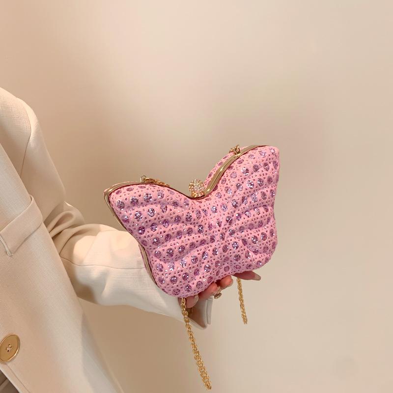 バッグ レディース ショルダーバッグ ラインストーン チェーン 蝶々型 パーティー 結婚式 二次会 ミニ ..