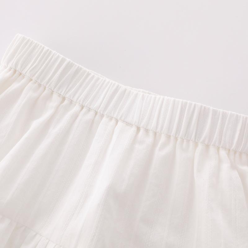 スカート 女の子 キッズ 子供服 白 ホワイト ケーキスカート プリーツ Aライン ショート丈 綿混 コットンブレンド カジュアル 夏物 ボトムス 普段使い お出かけ