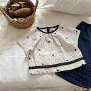 シャツ キッズ 女の子 ベビー 幼児 韓国風 ストライプ柄 ハート刺繍 配色デザイン 丸首 半袖 綿100% かわいい カジュアル 夏服 通園 普段使い トップス