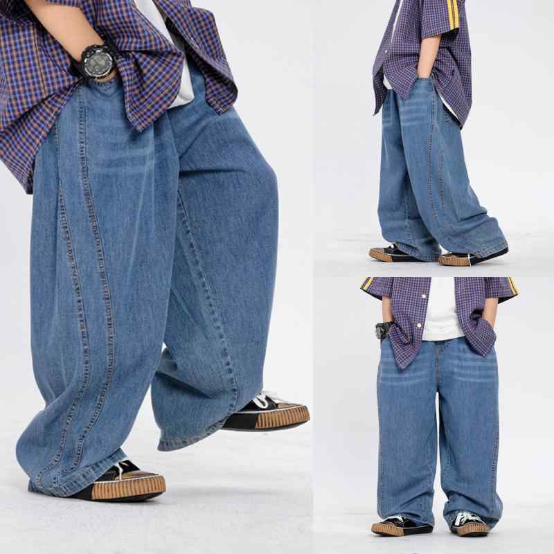 パンツ キッズ 男の子 デニムパンツ 長ズボン 春夏用 薄手 軽量 ゆったり リラックスフィット ソフトデニム やわらか 伸縮性 カジュアル 日常使い 通園 通学 ウエストゴム ブルー