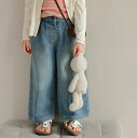 デニムパンツ 女の子 ガールズ キッズ 子供服 ゆったり ワイドパンツ ワイドシルエット 多ポケット カーゴパンツ ゴムウエスト コットン 綿混素材 ウォッシュ加工 柔らか 普段使い カジュアル 春秋 ボトムス 長ズボン ブルー