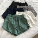 ワイドショートパンツ レディース 接触冷感 リブ 伸縮性 ハイウエスト ウエストゴム ゆったり 薄手 ポリエステル ポリウレタン スポーツウェア カジュアル ルームウェア 体型カバー ボトムス