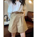 ショートパンツ レディース 綿混 ハイウエスト ワークパンツ 薄手 ゆったり ワイド 細見え 大きいサイズ プラスサイズ 梨型体型 ぽっちゃりさん向け ポケット付き カジュアル ブラック カーキ アイボリー