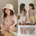 ブラウス 女の子 子供服 かわいい フェミニン スクエアネック 小花柄 レース フリル パフスリーブ 半袖 コットン やわらか 夏物 お出かけ 普段使い