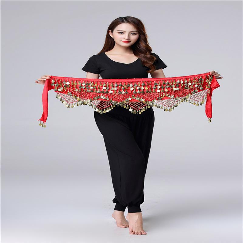 ベリーダンス レディース ウエストチェーン インド舞踊 コイン飾り 五層 三段 角付き メタル製 編み込..