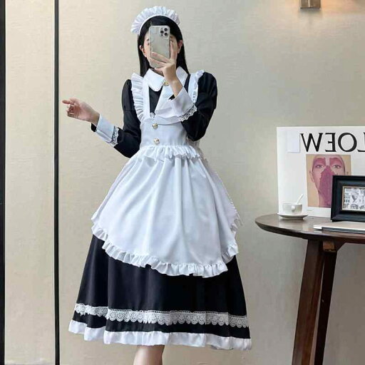 メイド服 レディース コスプレ イギリス風 長袖 ロリータ 制服 アニメ ゲーム キャラクター イベント ハロウィン 仮装 パーティー 衣装 ポリエステル混紡 エレガント 上品 かわいい ブラック メイド服 レディース コスプレ イギリス風 長袖 ロリータ 制服 アニメ ゲーム キャラクター イベント ハロウィン 仮装 パーティー 衣装 ポリエステル混紡 エレガント 上品 かわいい ブラック