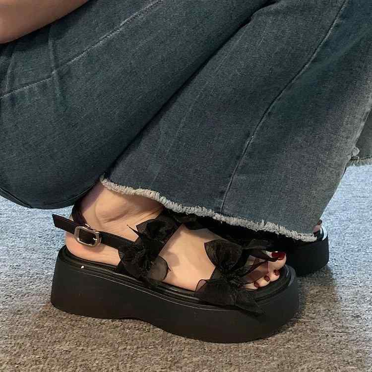 マリージェーンシューズ レディース ロリータ かわいい リボン 宮廷風 プリンセス ローヒール 合成皮革 ラウンドトゥ ブラック アイボリー ストラップ バックル カジュアル フォーマル(4)