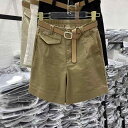 ワイドパンツ レディース コットン 綿 夏用 テーラード ショートパンツ ハーフパンツ 五分丈 ハイウエスト ゆったり 大きいサイズ 低身長 小柄 普段使い カジュアル きれいめ 白 黒 カーキ ベージュ