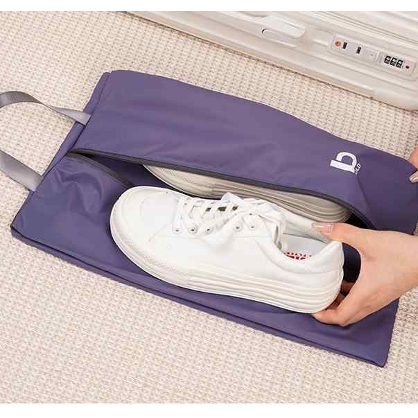 シューズケース 靴 収納 袋 シューズバッグ シューズ 旅行 出張 ジム 携帯用 大容量 防塵 防湿 軽量 コンパクト 運動 スニーカー スリッパ サンダル トラベルポーチ パープル ブラック カーキ
