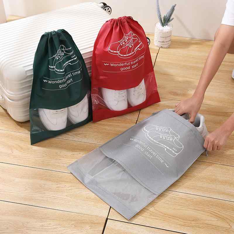 シューズケース 靴 収納 袋 シューズバッグ 旅行用 トラベル 携帯用 ポータブル 防塵 巾着タイプ 軽量 ..