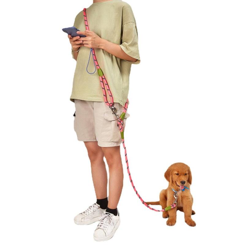 犬 リード ハーネス 胴輪 ハンズフリー 反射素材 ショルダー クロスボディ リード 多機能 ランニング ペット用品 紛失防止 ピンク ブラック ブルー