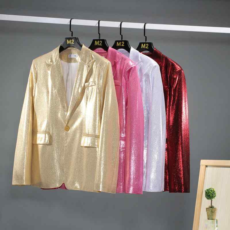 スーツ メンズ ゴールド スパンコール ジャケット ステージ衣装 イベント 発表会 ナイトクラブ パーティー 司会者 撮影用 スリムフィット 韓国風 光沢感 オールシーズン